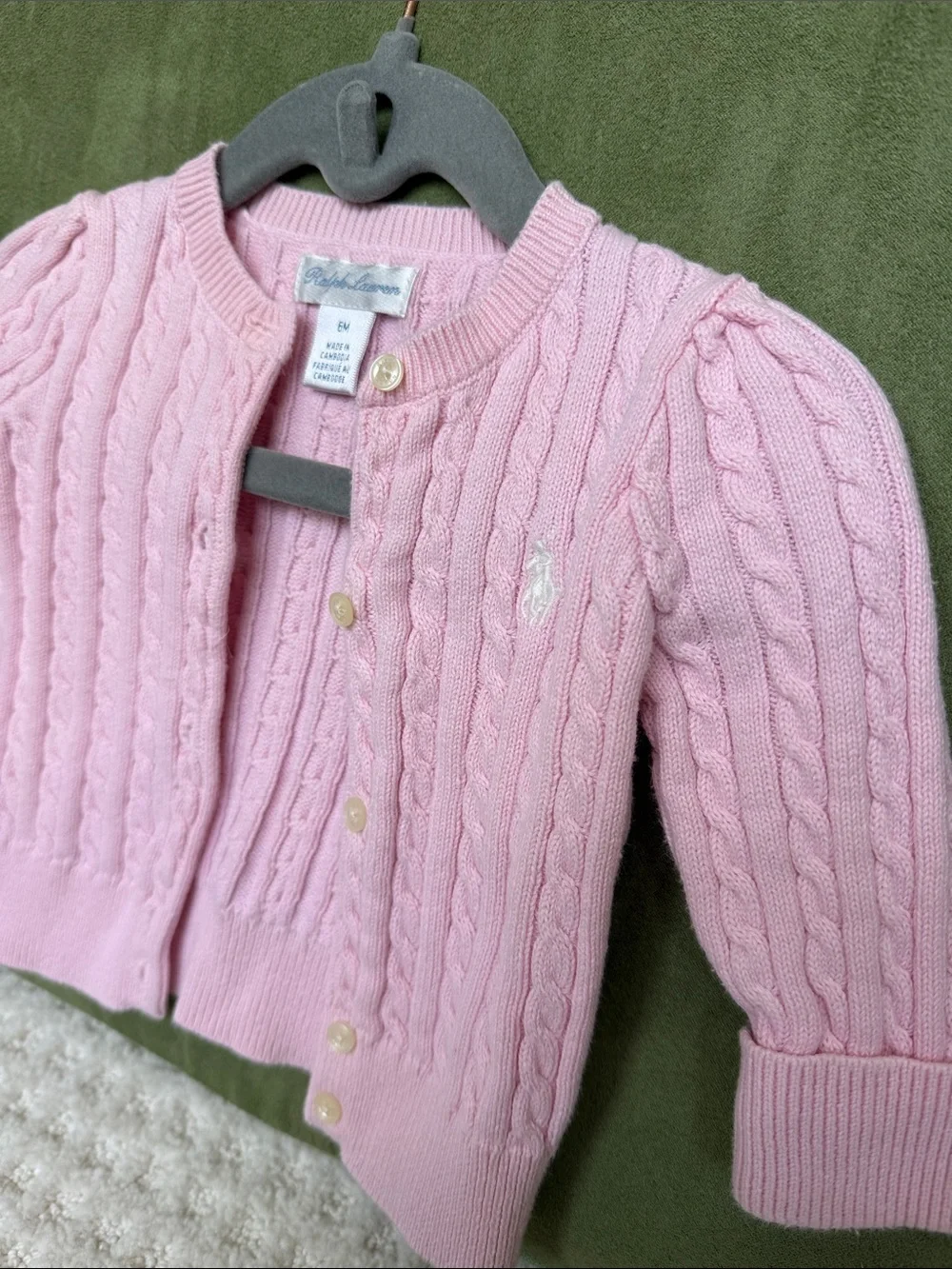 Ralph Lauren Baby Pink Cable Knit Cardigan - Baby